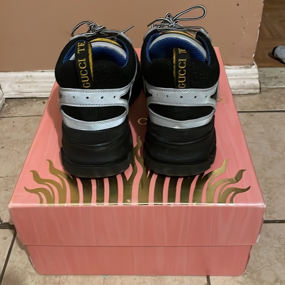 authentic GUCCI technical canvas calfskin reflective men’s flashtrek sneakers - Picture 4 of 9